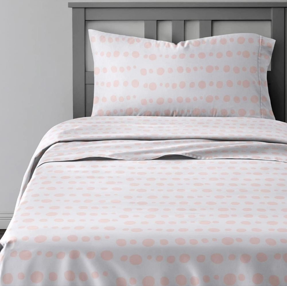 CGK Linens Kids Pink Dots Full 4 Piece Sheet Set - deep pocket set